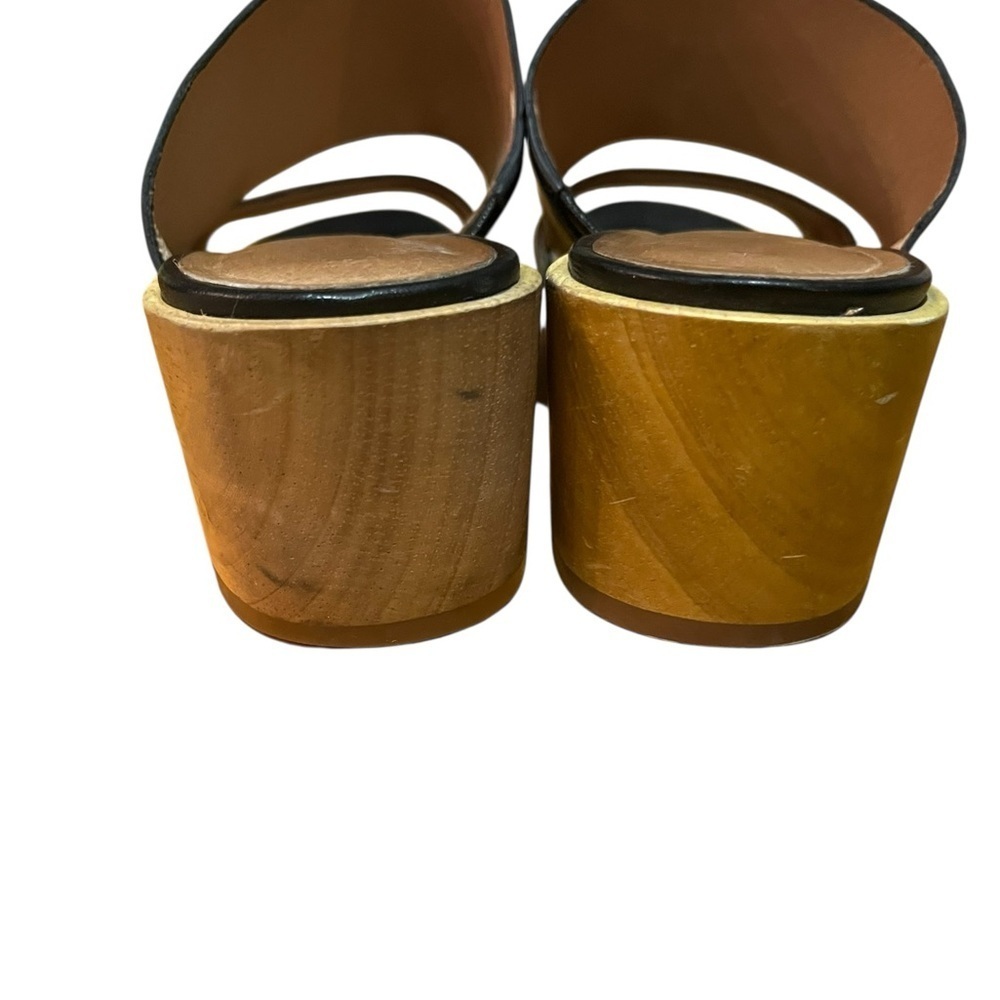 Madewell The Kiera Mule Chunky Wooden Block Black Leather Heel Sandal SZ 9 - Picture 11 of 15